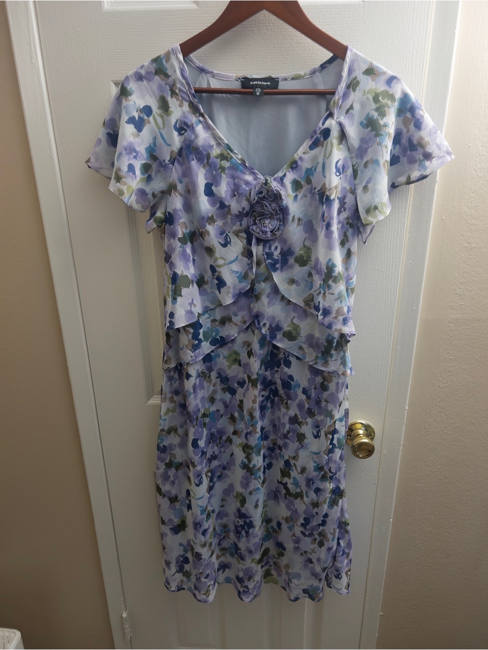 R&M Richards Lavender and Blue Floral Midi Dress